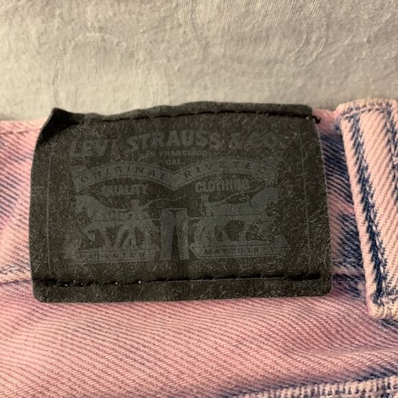 Pink Acid Washed Levi Jean Shorts Retro 80’s Girls Size 12 Throwback Distressed - Picture 6 of 7